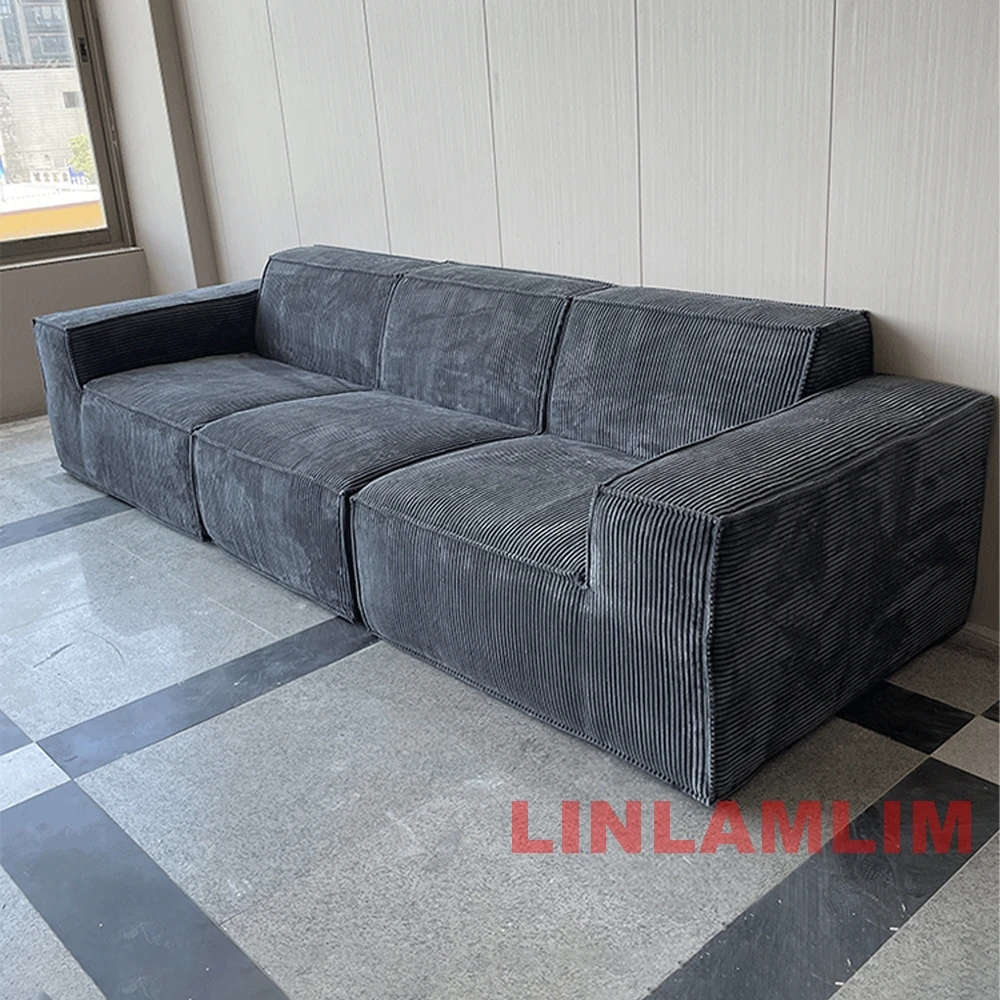 MANBAS Vacuum Compressed Tofu Block Cloth Sofa, Corduroy Fabric Couch, Living Room Designer Internet Famous Style Sectional Sofa