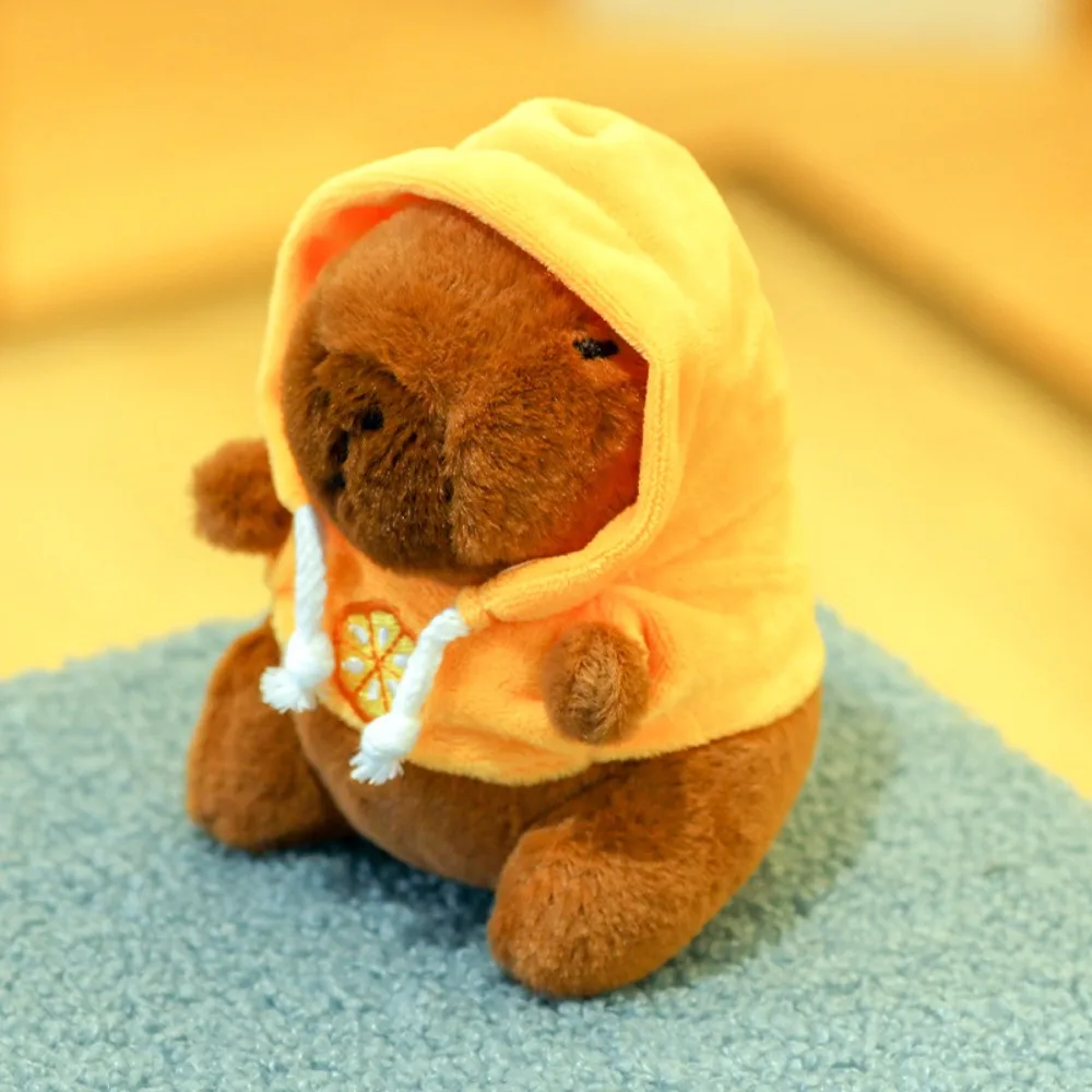Cute Capybara Plush Toy Keychain Small Size Hoodie Simulation Doll Stuffed Animals Anime Fluffty Toy Plush Pendant Birthday Gift
