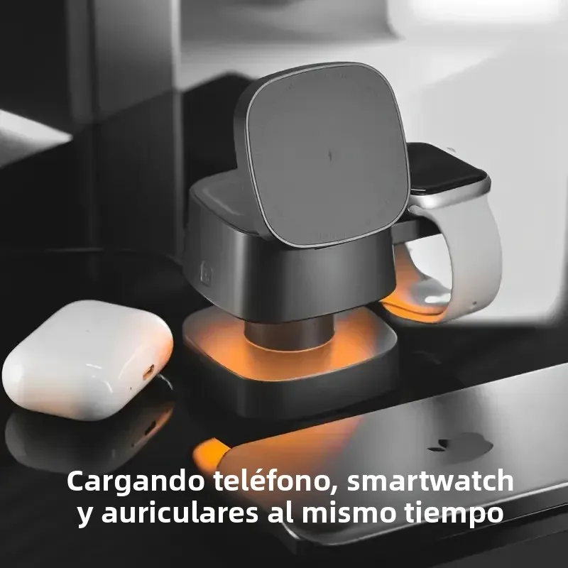 Cargador inalámbrico magnético 3 en 1 para iPhone 17 16 15 14 13 12 estación de carga rápida para Apple Watch 10 9 8 7 6 5 Airpods 2 3 Pro