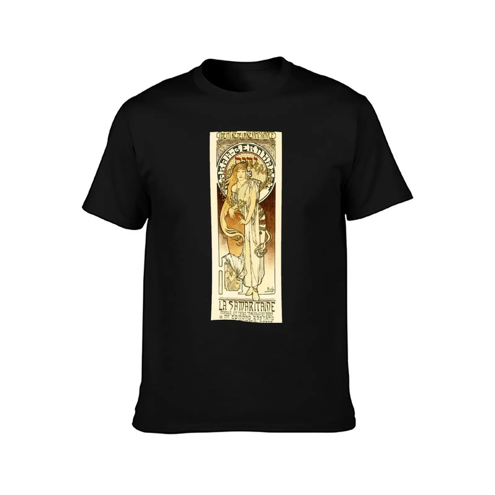 SARAH BERNHARDT French Theater Art Nouveau by Alphonse Mucha T-Shirt, Summer Casual Cotton Tee, Oversized Streetwear Tops