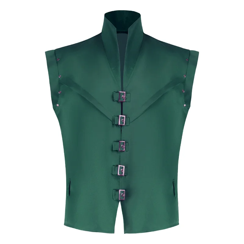 Picture 7: Flynn Rider Cosplay Costume Green Sleeveless Waistcoat Shirt Belt Bum Bag Khaki Trousers Glamorous Outfit Halloween Carnival