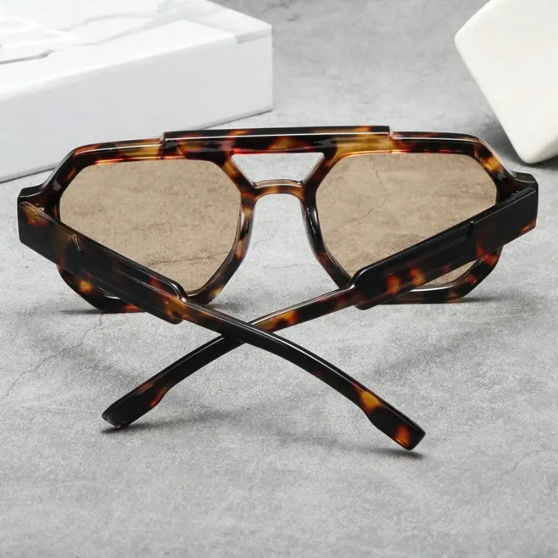 New Retro Double Bridges Women Polygon Square Sunglasses Fashion Blue Purple Men Shades UV400 Sun Glasses image 2