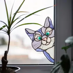 Cat Peeping Glass Window Self-adhesive Stickers Waterproof Moisture-proof Glass Film, Bedroom Living Room Car Window Decoration