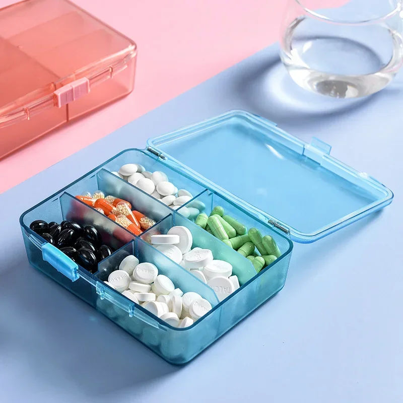 

6 Grids Pill Box Weekly Medicine Pillbox Large Moisture-Proof Pill Storage Organizer Portable Medicine Case for Travel