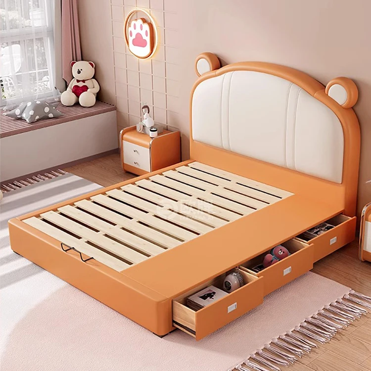 Lit bébé ours avec tiroir lit usage domestique lit enfant mignon bébé Design King pleine taille meub