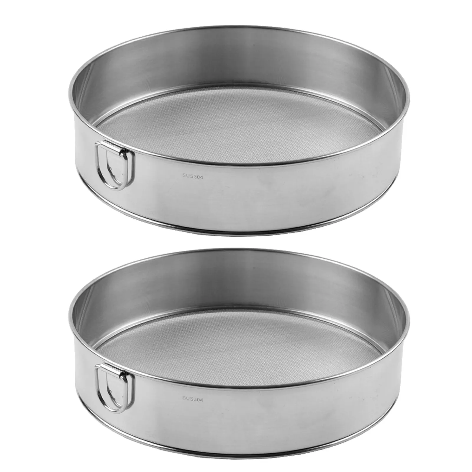 2Pcs Flour Sifter Stainless Steel Round Fine Mesh 20Cm Baking Sieve Mini Handheld Flour Filter with Hook Home Kitchen Baking