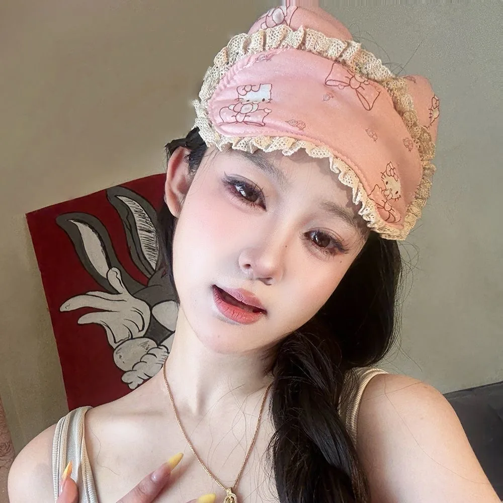 اليابانية Kawaii الوردي الدانتيل الملاك مرحبا كيتي قناع عين التعتيم لطيف الحلو المنسوجات المنزلية المنتج النهائي الديكور هدية عيد ميلاد #5