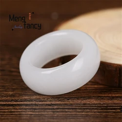 Natural Hotan Jasper White Jade Ring Simple Exquisite Couple Promise Eternity Fashion Jewelry Best Selling Holiday Gift Souvenir