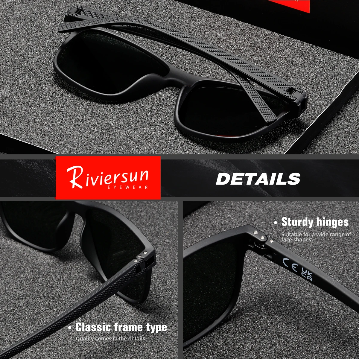 RIVIERSUN موضة الرجال النظارات الشمسية القيادة النساء إطار مربع نظارات UV400 الاستقطاب قطعة واحدة عين القط الصيف في الهواء الطلق النظارات