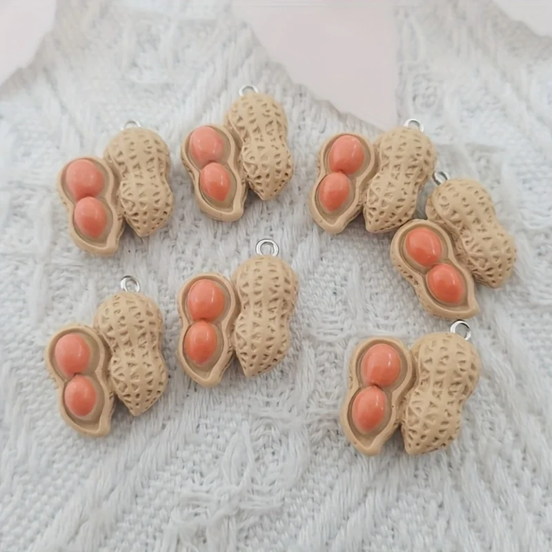 10pcs resin 3D peanut and vegetable pendant, DIY jewelry making earrings, keychain accessories