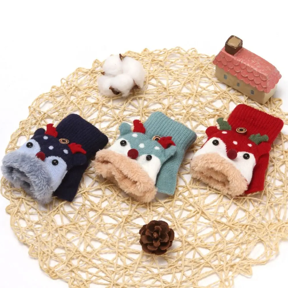 

Cartoon Design Knitted Gloves Children Christmas Gloves Clamshell Half Finger Gloves Fingerless Gloves Gloves