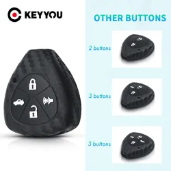 KEYYOU 2/3/4 Buttons Carbon Fiber Silicone Car Key Case Cover For Toyota Corolla Yaris Prado Tarago Camry RAV4 REIZ Crown Avalon