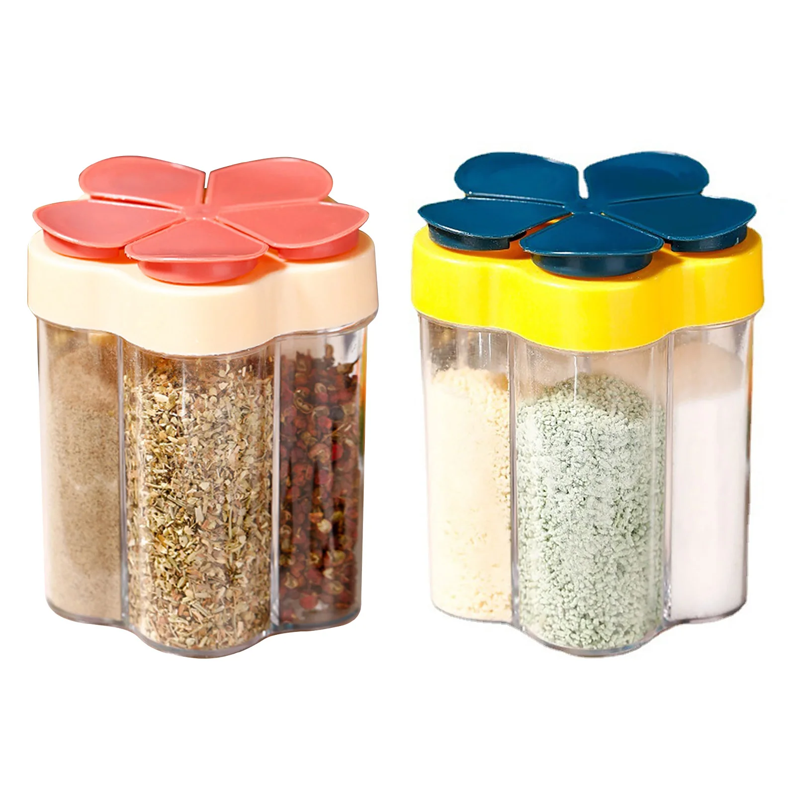 Tarro de condimentos vacío 5 en 1, contenedor de especias de viaje hermético, transparente, fácil limpieza, portátil, conveniente, elegante para el hogar de la cocina