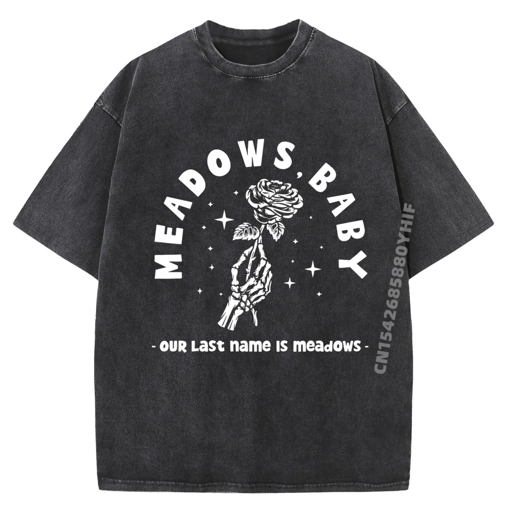 

Белая футболка Meadows Baby Our Last Name Is Meadows, мужские забавные футболки, модные потертые топы, футболка для отдыха