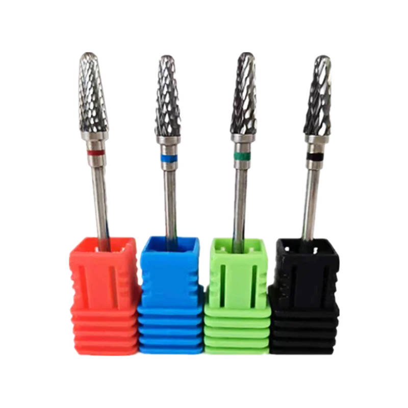 Frese d'acciaio del tungsteno di 4 pz/set per il Manicure, rimozione degli strumenti elettrici dell'attrezzatura dei pezzi di trapano del chiodo dello smalto del Gel