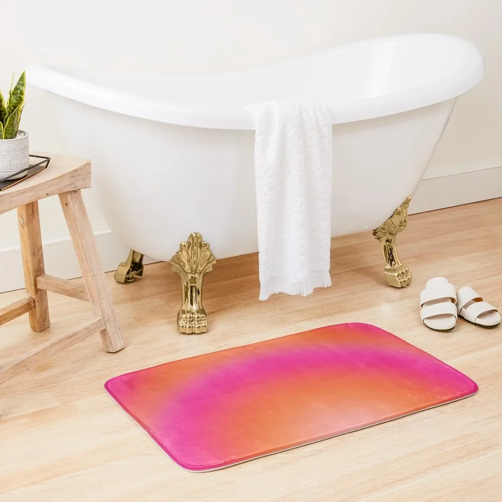 Les Couleurs 03 - Gradient Hot Pink And Orange Modern Aura Aesthetic Bath Mat Carpet In The Bathroom For Toilet Mat