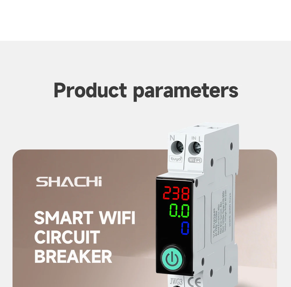 Tuya WiFi DIN-Schienen-Smart-Leistungsschalter 1P+N 63A mit Digitalanzeige, Energiezähler, Spannungs- und Stromschutz, Fernschalter – Detail 11
