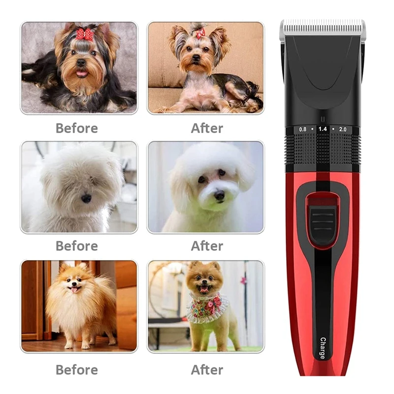 Dog Clippers Low Noise Professional Dog Grooming Clippers Rechargeable Cordless Quiet Dog Grooming Kit For Dogs Cats Pet