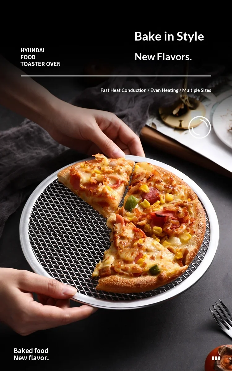 Hot 8/9/10/12/13inch Aluminum Pizza Pan Pizza Baking Screen Mesh Pizza Tray with Hole for Oven Bakeware Outdoor Barbecue Mat image 8