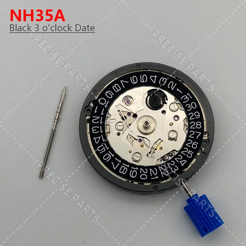 Genuine Japanese Movement NH35 Black 3H Date Automatic Watch Replaced With NH35A 4R35 High-precision 24 Gemstones