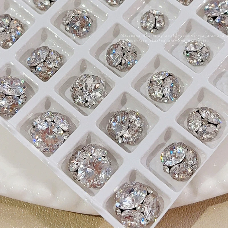 

5PCS 7-10mm Clear White 3D Nail Art Rhinestone Pile Charms Zircon Crystal Diamond Accessories Glitter Nails Decoration Supplies