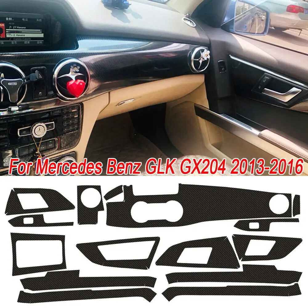 For Benz GLK GX204 2013-2016 5D Carbon Fiber black Sticker Inner Panel Trim