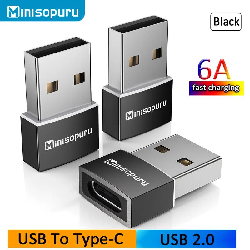 Minisopuru USB to USB C อะแดปเตอร์ประเภท C ตัวเมียไปยังตัวผู้ตัวแปลงที่ชาร์จสำหรับแล็ปท็อป iPad airpods Xiaomi Samsung usbc อะแดปเตอร์