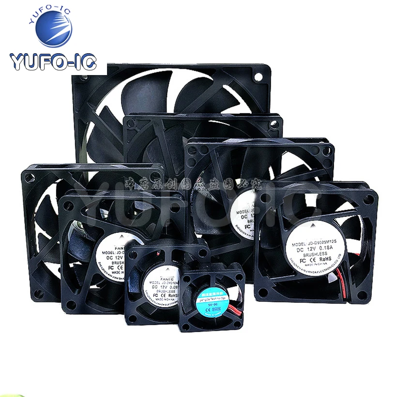 Free Ship 4pcs  Computer/Chassis/CPU Size Fan 12V/5v 0.2A The Heat Dissipation Fan 3CM/4/5/6/7/8/9 12CM YUFO-FAN345