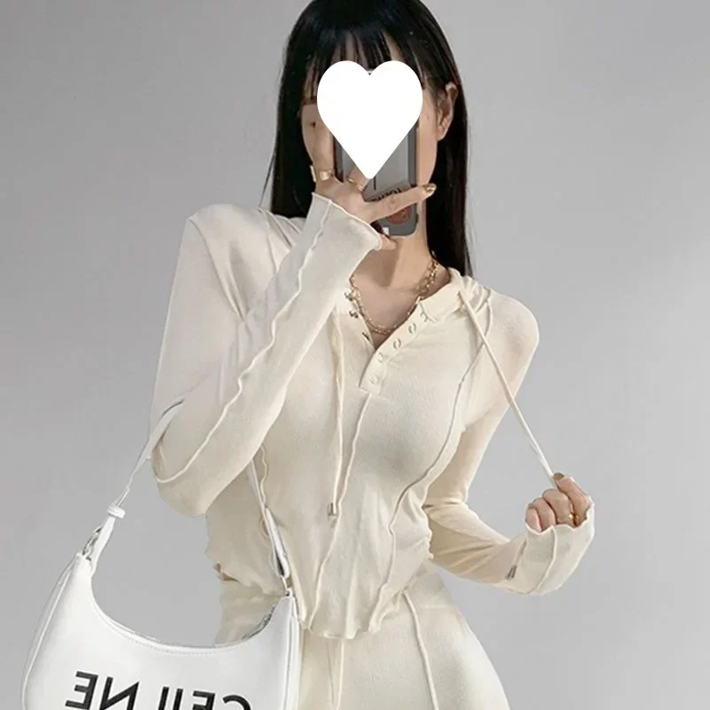 

Spring Autumn Korean Women Hooded Sweatshirt Long Sleeve Tops Y2k Clothes Korean Casual Woman Tshirts Mujer 후드티