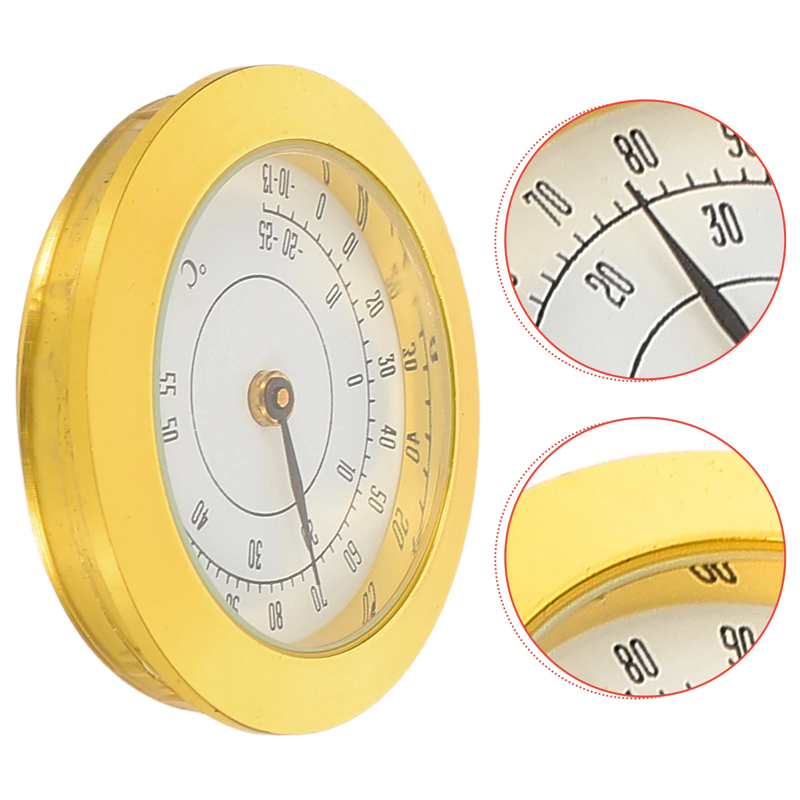 

Metal Thermometer Inlaid Installed Round Acrylic Probe High Precision Mini For Cigar Guitar Box Temperature Monitor