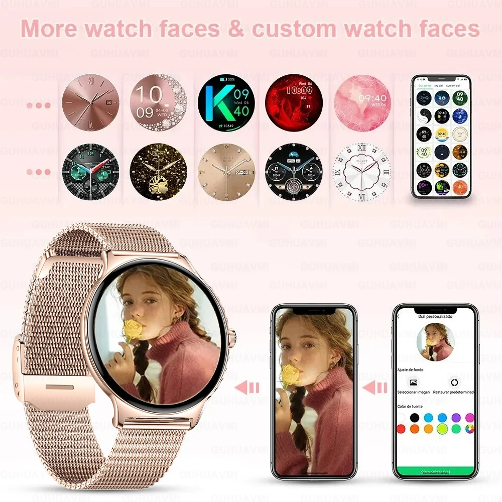 2024 True AMOLED Smart Watch Women Screen Always Show Time 466*466 HD Health Tracker Voice Calling Ladies Smartwatch For Huawei