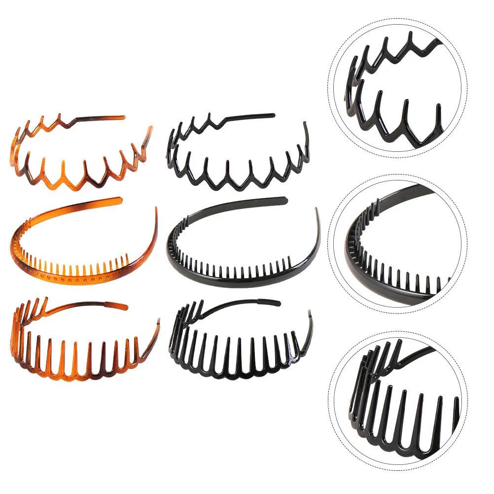 

6Pcs High-Quality Toothed Headbands Practical Stylish Unisex Anti-Slip Hair Accessories Unisex Hair Clasp Elastic Headband