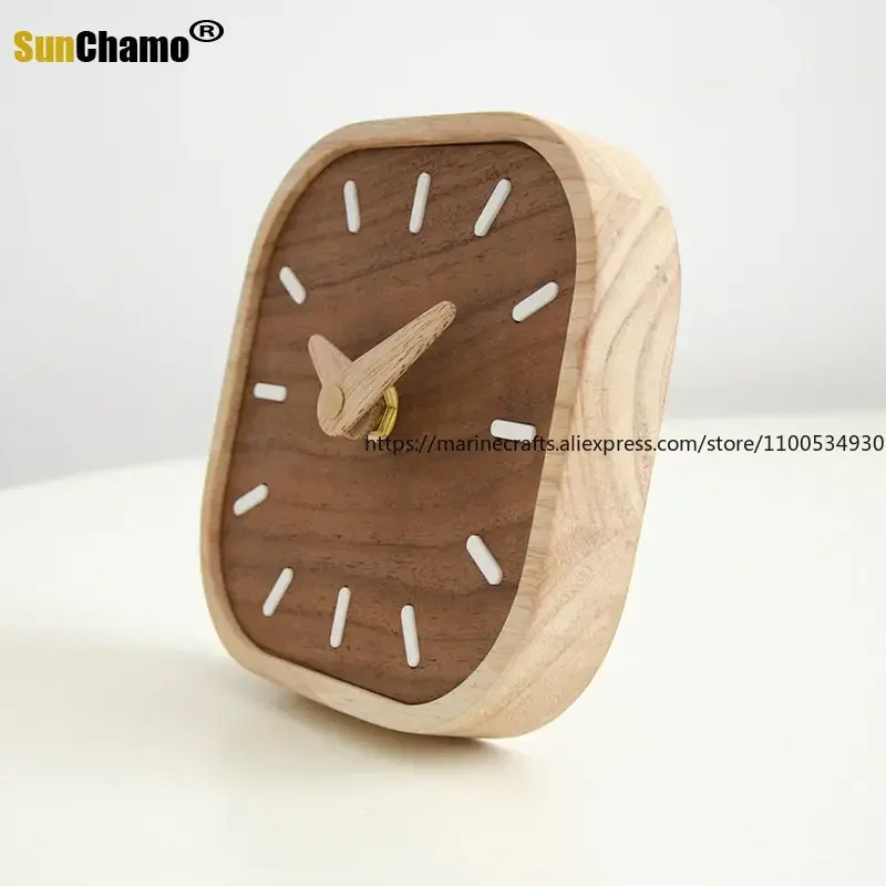 الإبداعية الجوز الأسود خشب متين ساعة طاولة صغيرة الشمال نمط غرفة نوم السرير مكتب زخرفة كتم طاولة الديكور
