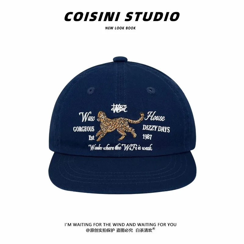 

American Letter Embroidered Cheetah Flat Brim Hip Hop Hat Men and Women Spring Summer Outdoor Sunshade Adjustable Baseball Caps