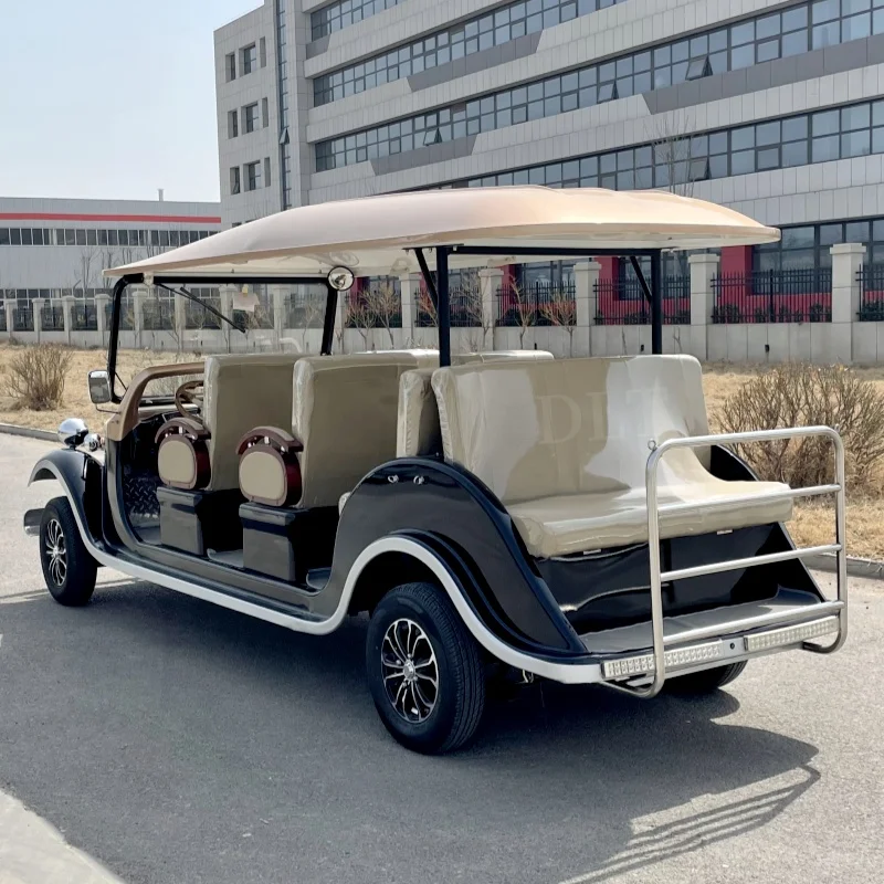 Street Legal 11 Seater 72V 4KW Smart Vintage Golf Cart Antique Sightseeing Electric Retro Classic Car for Hotel Resort