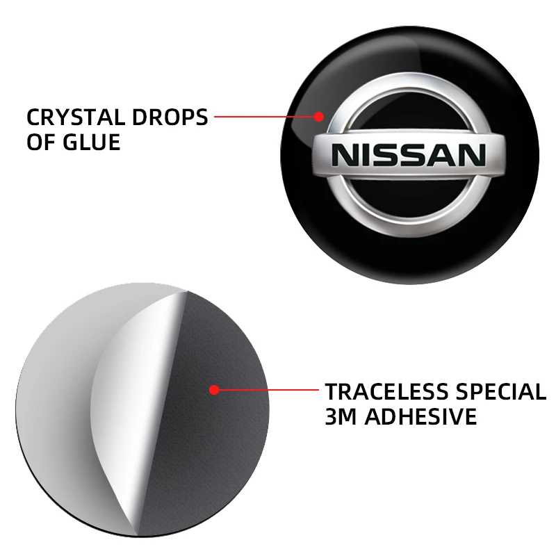 لنيسان X-trail قاشقاي ملاحظة جوك سنترا باترول نافارا ميكرا ليف ألميرا 2 قطعة/المجموعة 14.5 مللي متر باب السيارة ثقب المفتاح ملصقات التسمية #3