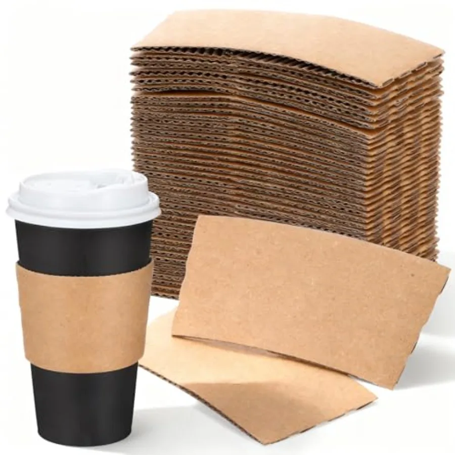 

200 Pack Coffee Cup Sleeves, Disposable Paper Cup Sleeve for Hot and Cold Drinks, Corrugated Cardboard Cup Sleeves Insulated Ho