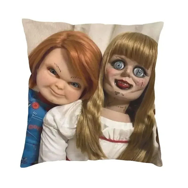 Chucky And Annabelle Cushion Covers 45x45  Horror TV Movie Throw Pillow Case for Car Square Pillowcase Bedroom Decoration