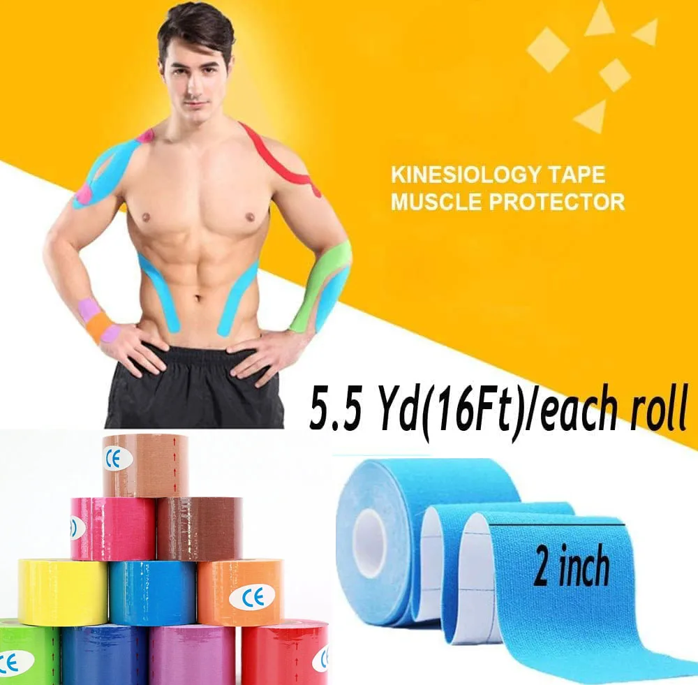 2 rolki sportowa taśma Kinesio kinezjologia mięśni elastyczna ulga w bólu kolana łatka na napięcie sportowe naklejki regeneracyjne bandaże fitness