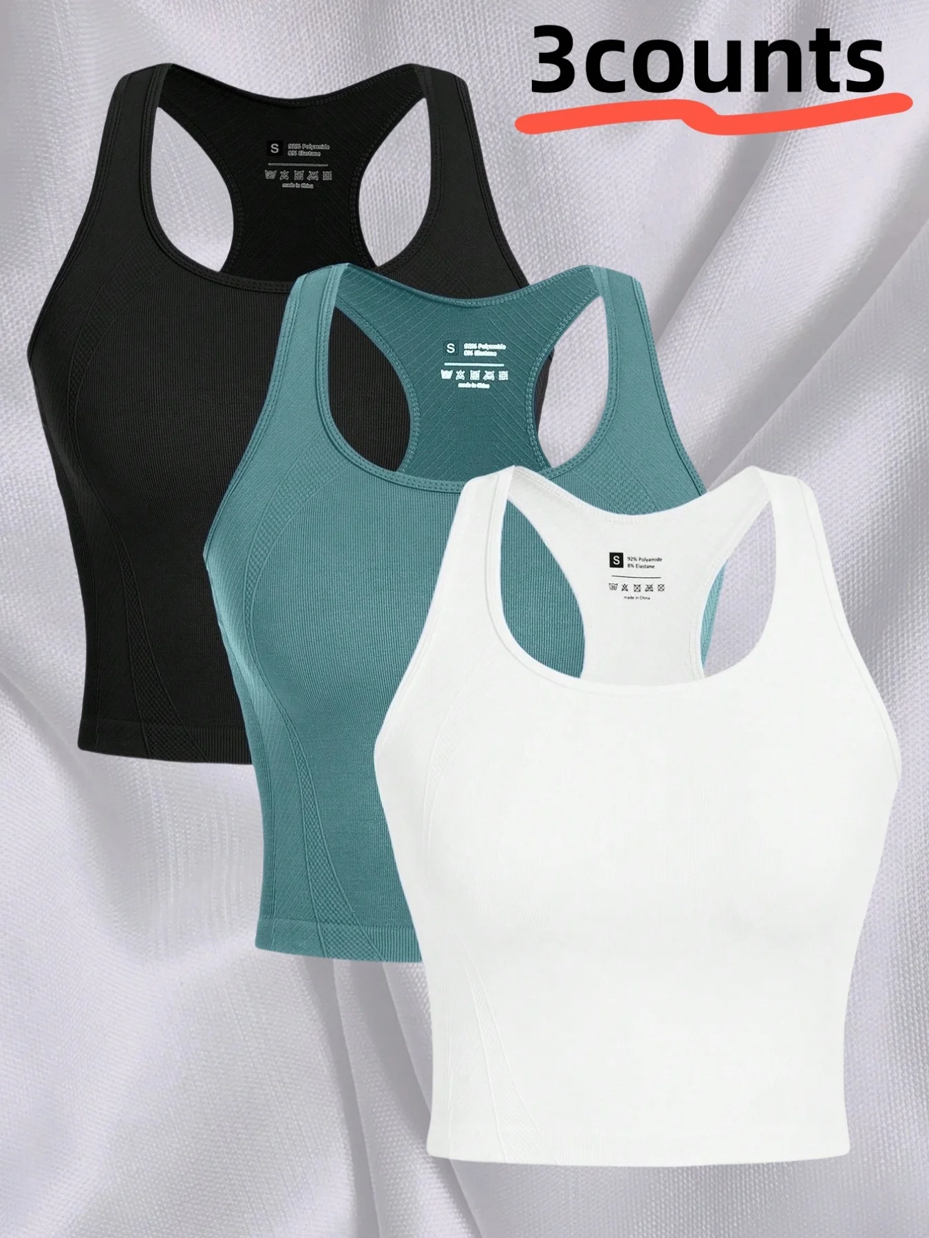 Mouwloos sportgesneden top met race-rug, hardloopfitness spandex fitnessvest voor dames, gymsporttop