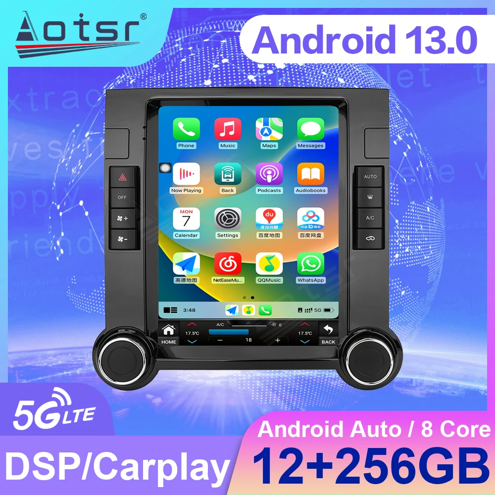 

256G Android 14 Tesla Style For Volkswagen Touareg/Multivan 2003-2010 Car Radio Multimedia Player Navigation GPS Android No 2din