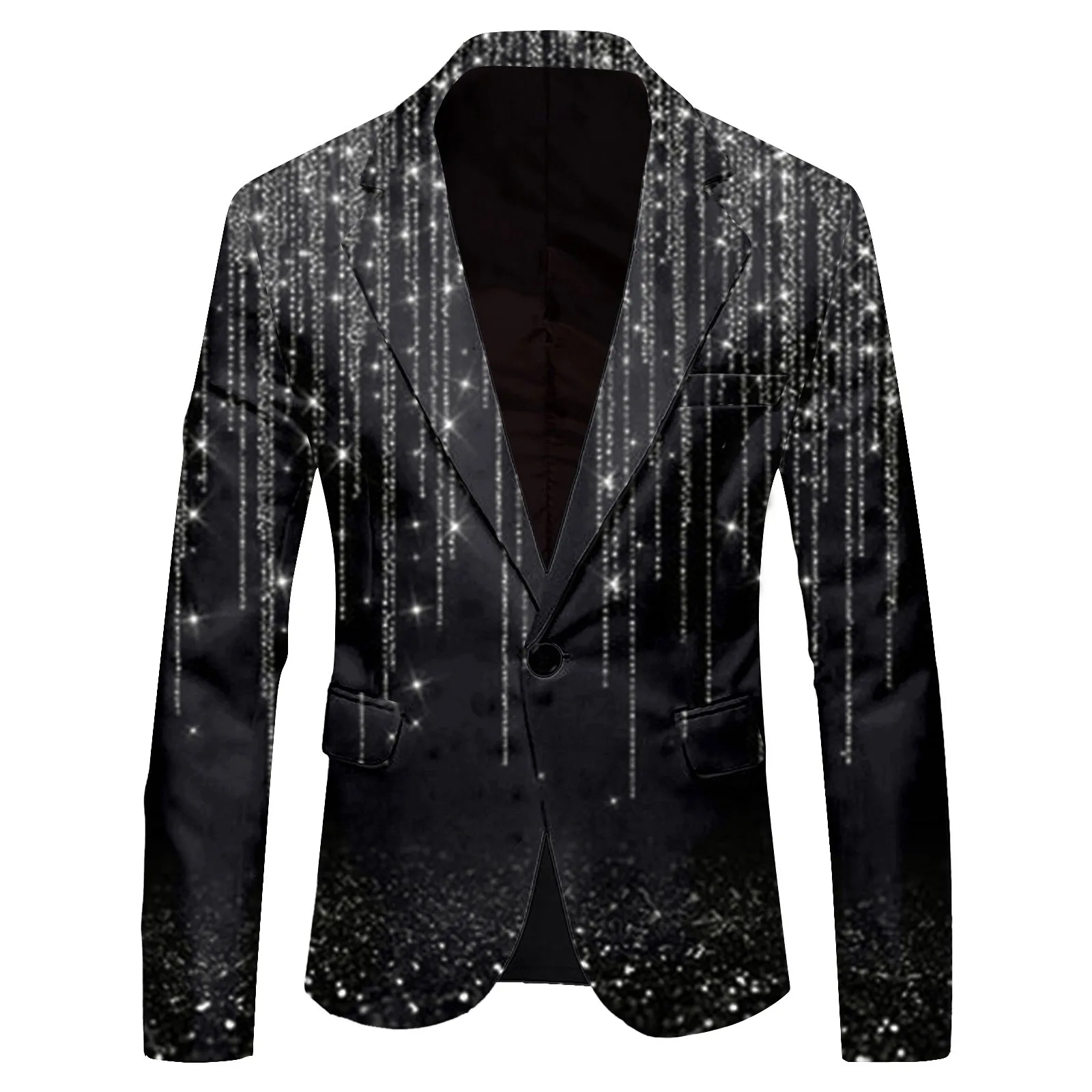 Shiny 3d Printed Blazer Jacket For Men Night Club Graduation Men Suit Blazer Homme Costume Stage Wear Jacket Pocket Business