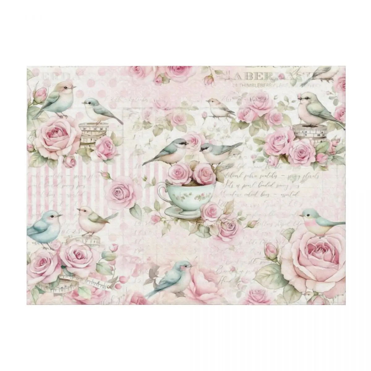 

Whimsy & Roses in Pink Throw Blanket warm for winter for babies Decorative Sofa Bed linens Blankets