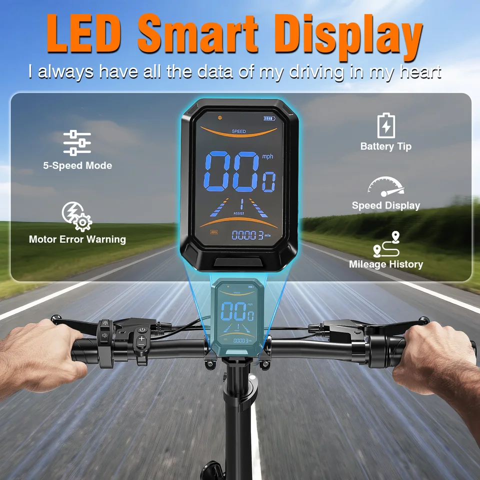 Youth adult electric bicycle 720W peak 48V12AH 20 inch * 2.4 road tire 5-speed with assisted riding 20MPH urban commuting image 6