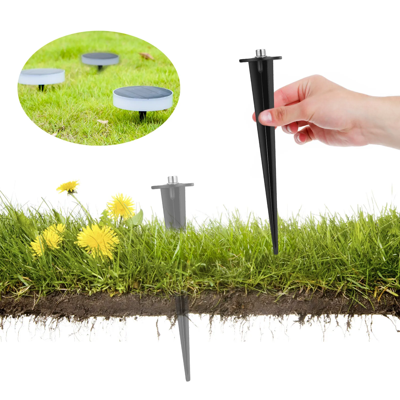 2Pcs Ground Stake for Floodlight Sturdy Aluminum Lawn Lamp Spike Outdoor Spotlight Ground Plug Garden Patio Yard