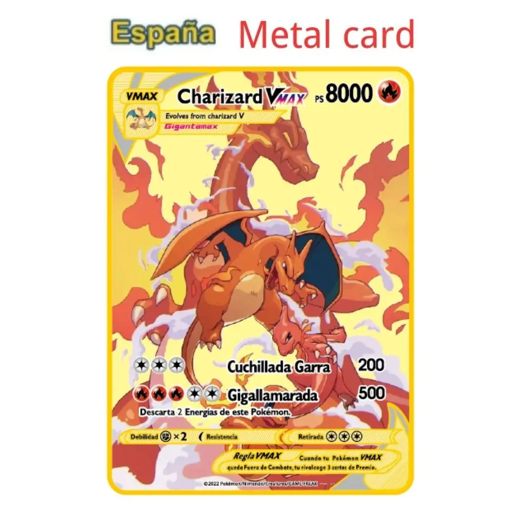 Spanish Metal Pok é mon Card, Iron Card, Mewtwo, Pikachu, GX, Charizard, VMAX, 2024 Novelty