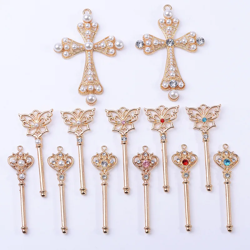 Fashion exaggerated alloy jewelry scepter pendant DIY butterfly scepter hollow cross accessories directly from the manufacturer