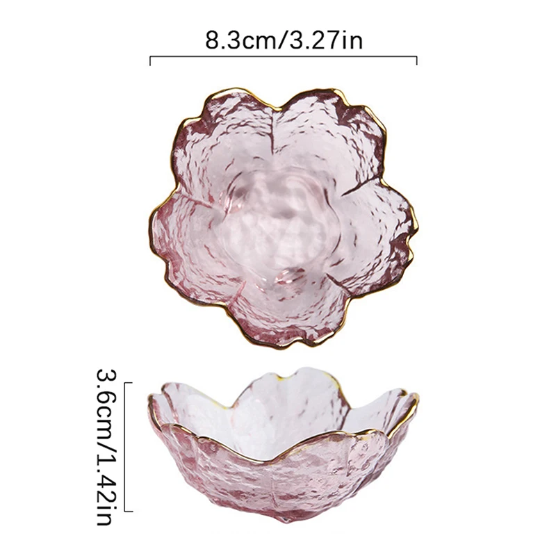 New Cherry Blossoms Seasoning Plate Small Glass Dish Nodic Gold Inlay Sauce Bowl For Ice Cream Fruit Sala Kitchen Supplies