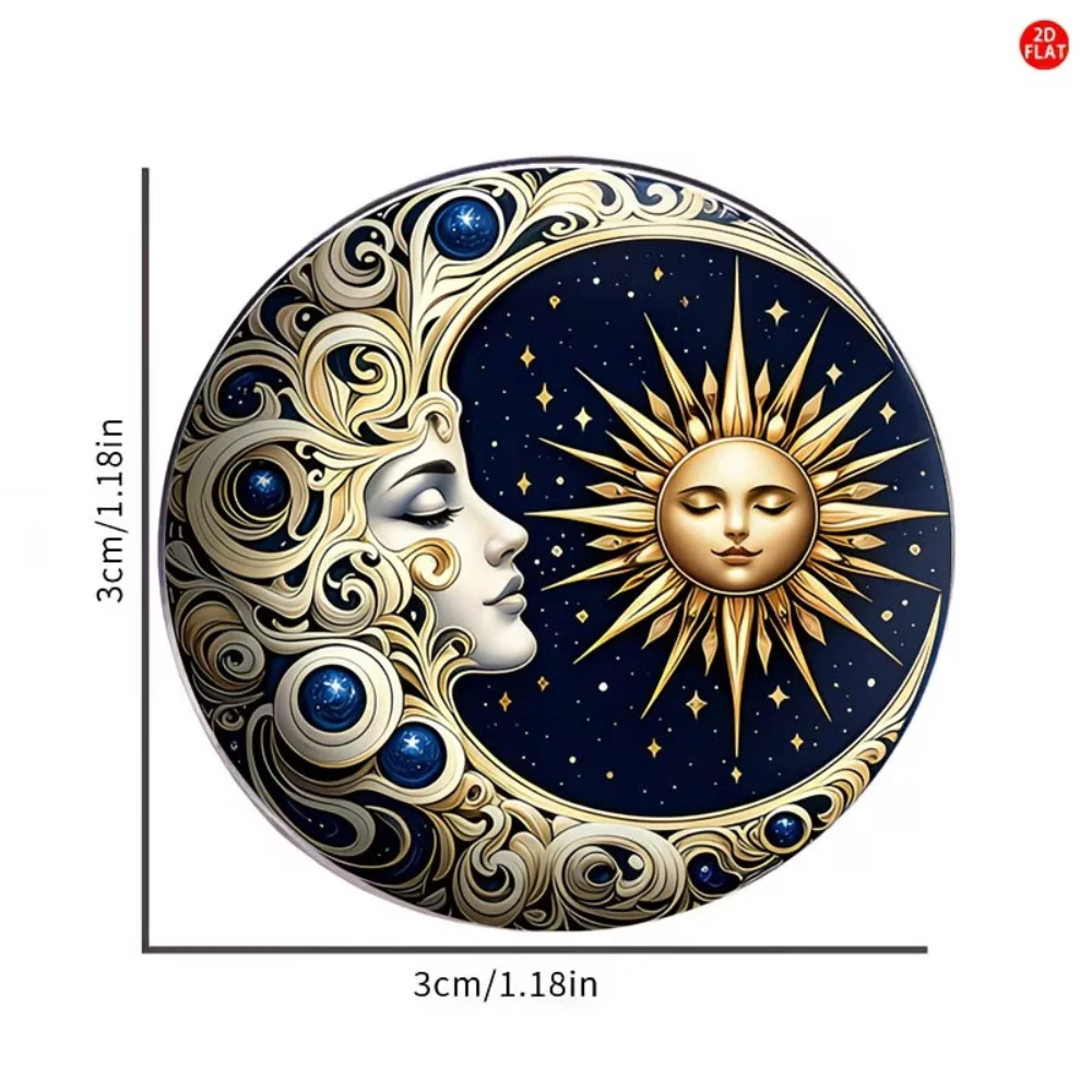 Retro Sun Moon Mythical Pin Mysterious Star Moon Sun Goddess Stainless Steel Flat Badge Starry Sky Glass Texture Pins Accessory