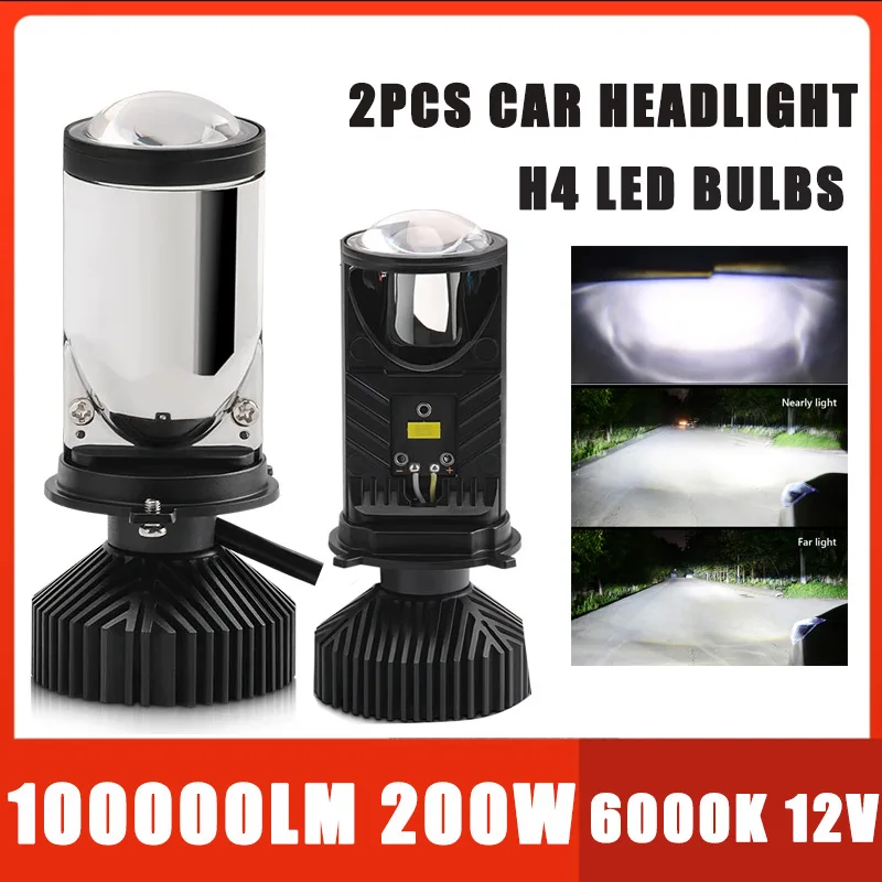 

H4 LED Headlight 100000LM 200W Canbus No Error Y9 Y6 Mini Bulb 3570SMD Bifocal Lens High Power Auto Fog Lamp Car Light White 12V